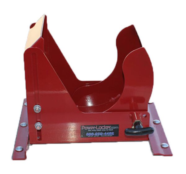 An assembled red wheel lock security